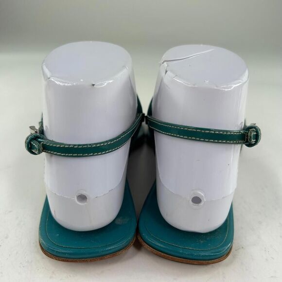 Prada Womens T-Strap Thong Sandals US 5 Turquoise Blue Flat Shoes Ankle Strap - Picture 6 of 11